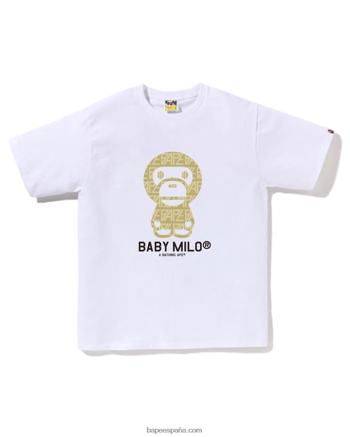 hombres A Bathing Ape camiseta milo bebé con monograma del logo 288PLL198 blanco