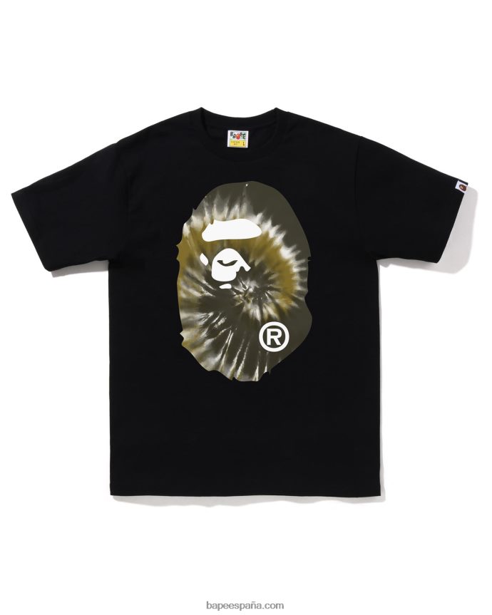 hombres A Bathing Ape camiseta tie-dye con cabeza grande 288PLL381 negro