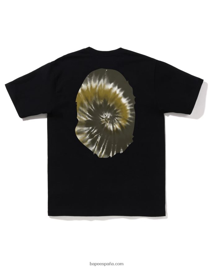 hombres A Bathing Ape camiseta tie-dye con cabeza grande 288PLL381 negro