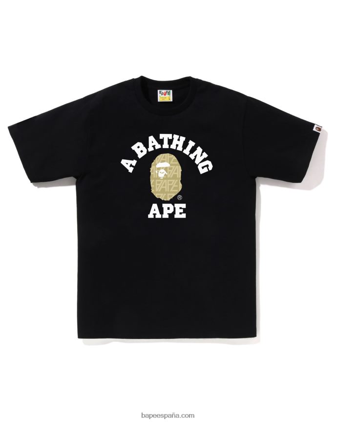 hombres A Bathing Ape camiseta universitaria con monograma y logo 288PLL203 negro