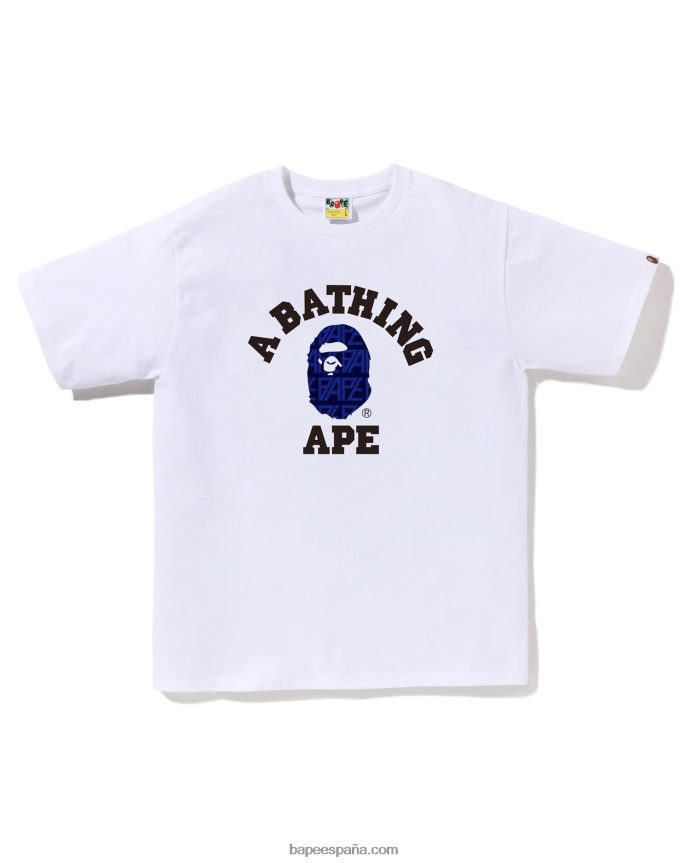 hombres A Bathing Ape camiseta universitaria con monograma y logo 288PLL204 blanco