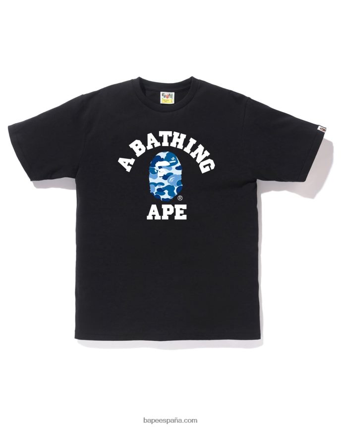 hombres A Bathing Ape camiseta universitaria de camuflaje abc 288PLL208 negro