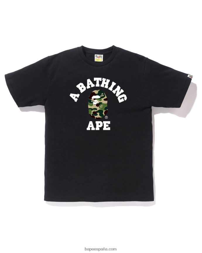 hombres A Bathing Ape camiseta universitaria de camuflaje abc 288PLL209 negro