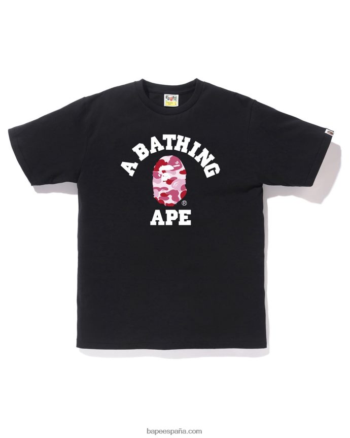 hombres A Bathing Ape camiseta universitaria de camuflaje abc 288PLL210 negro