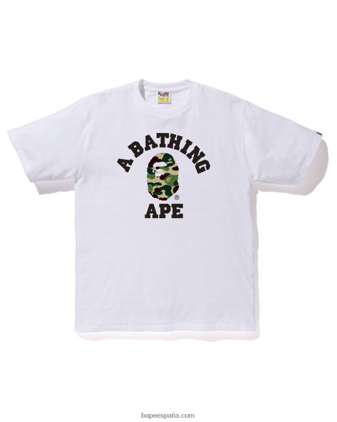 hombres A Bathing Ape camiseta universitaria de camuflaje abc 288PLL212 blanco