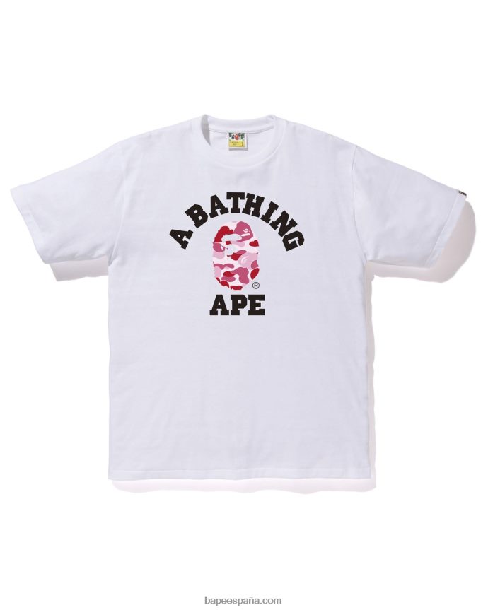 hombres A Bathing Ape camiseta universitaria de camuflaje abc 288PLL213 blanco