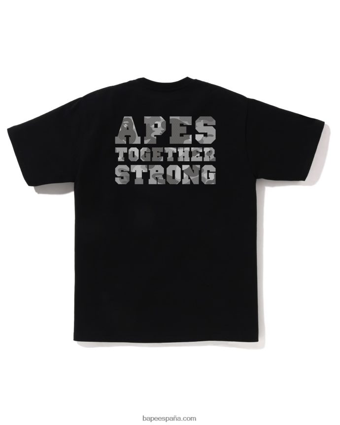 hombres A Bathing Ape camiseta universitaria de camuflaje de nido de abeja 288PLL263 negro