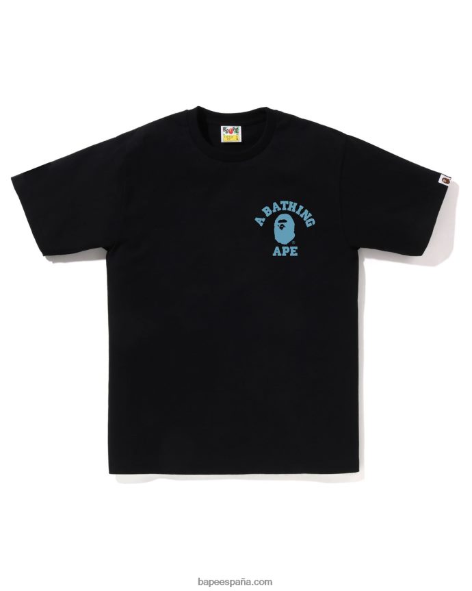 hombres A Bathing Ape camiseta universitaria de camuflaje de nido de abeja 288PLL264 negro