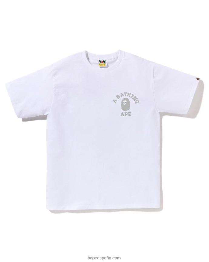 hombres A Bathing Ape camiseta universitaria de camuflaje de nido de abeja 288PLL265 blanco