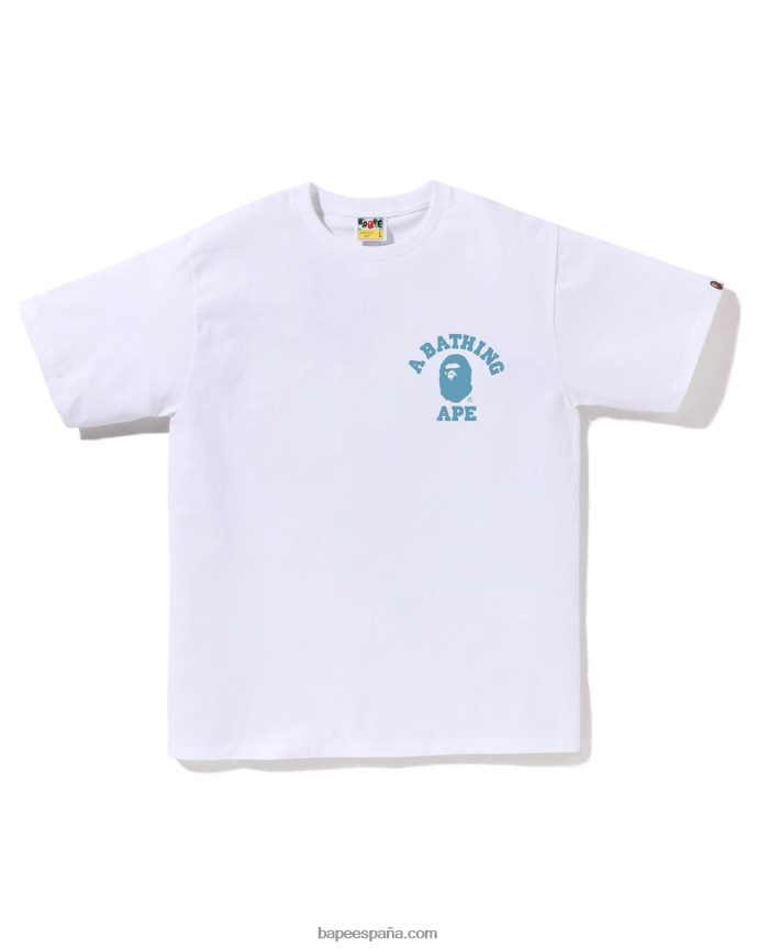 hombres A Bathing Ape camiseta universitaria de camuflaje de nido de abeja 288PLL266 blanco