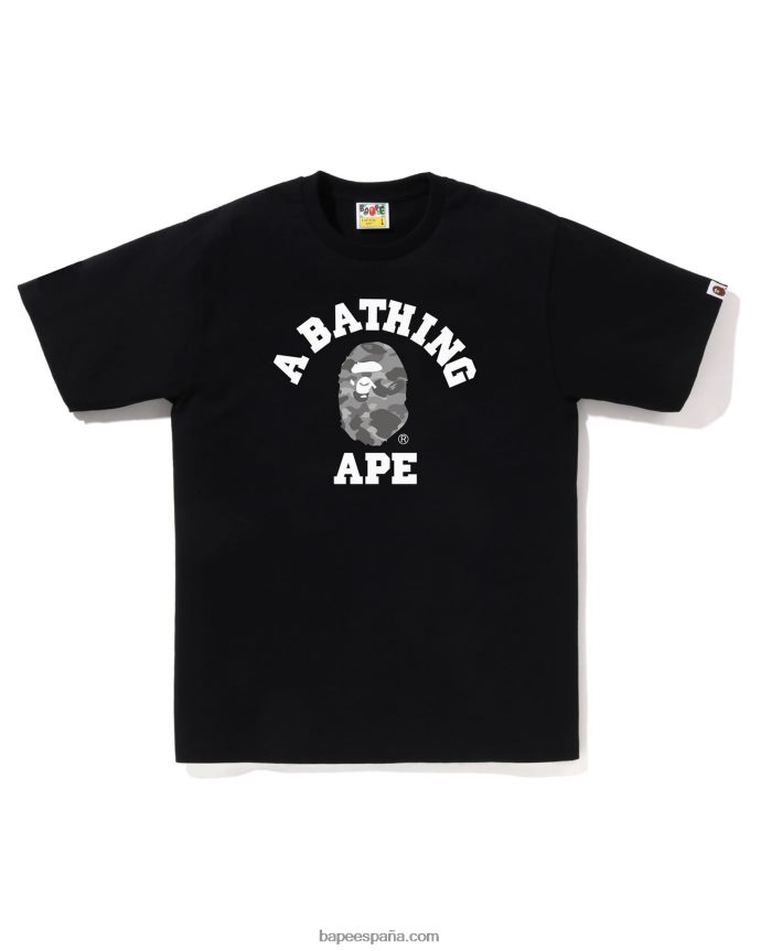hombres A Bathing Ape camiseta universitaria de camuflaje de nido de abeja 288PLL80 negro