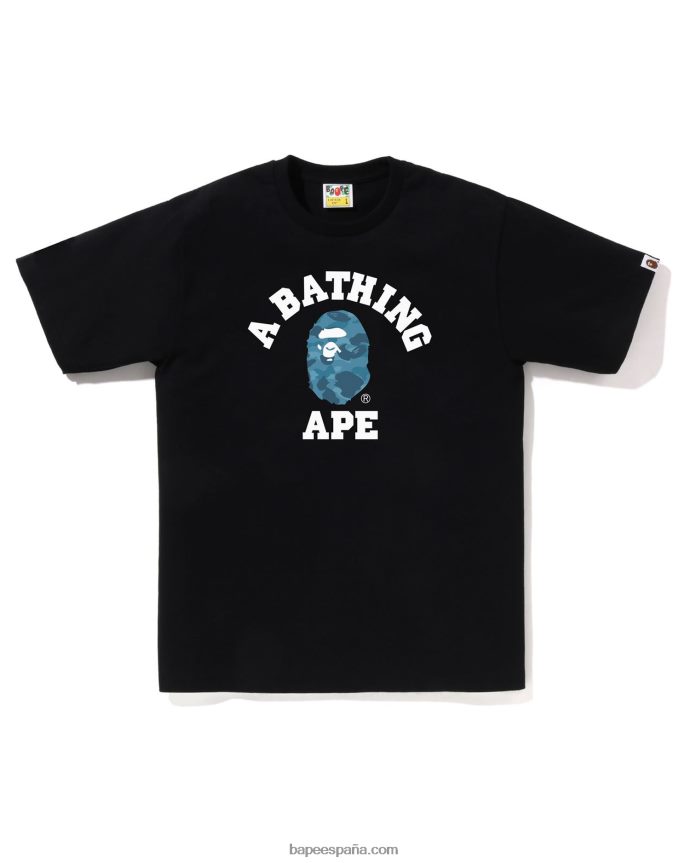 hombres A Bathing Ape camiseta universitaria de camuflaje de nido de abeja 288PLL81 negro