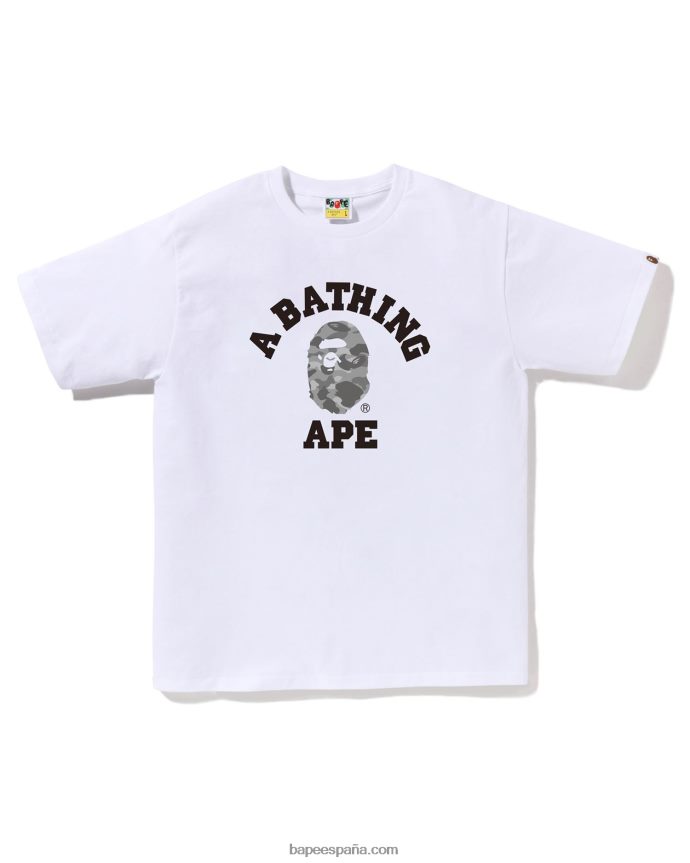 hombres A Bathing Ape camiseta universitaria de camuflaje de nido de abeja 288PLL82 blanco