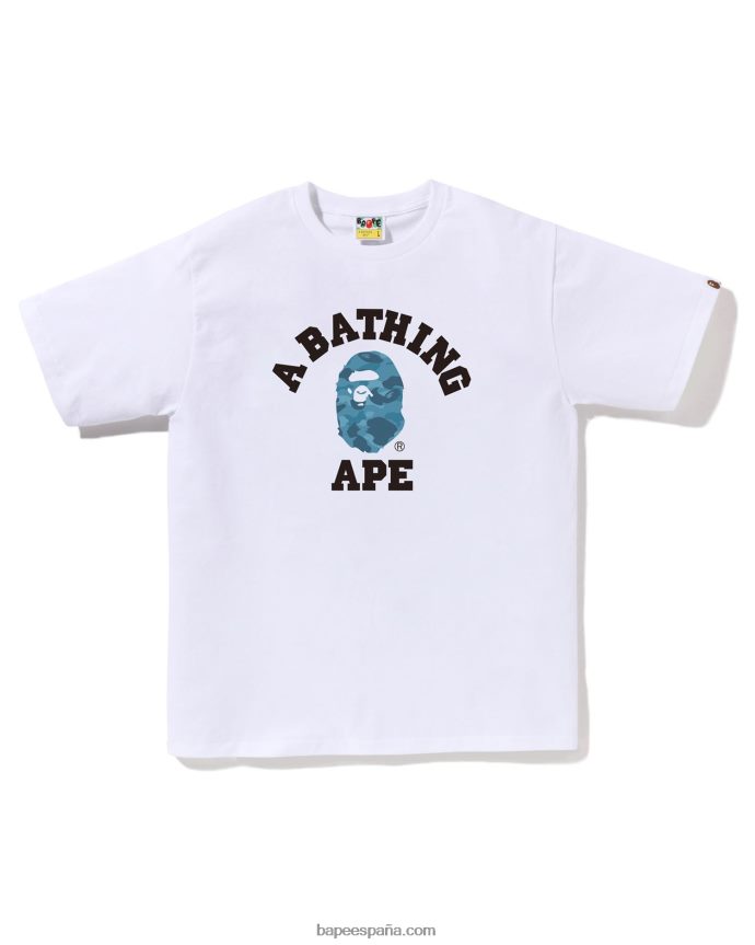 hombres A Bathing Ape camiseta universitaria de camuflaje de nido de abeja 288PLL83 blanco