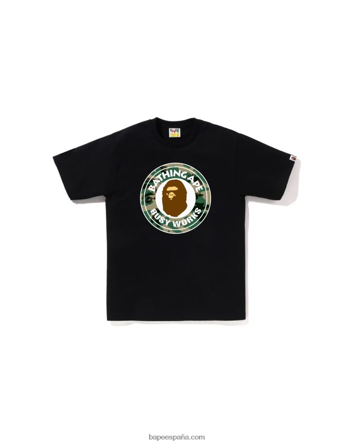 hombres A Bathing Ape camiseta universitaria de camuflaje y bosque 288PLL193 negro