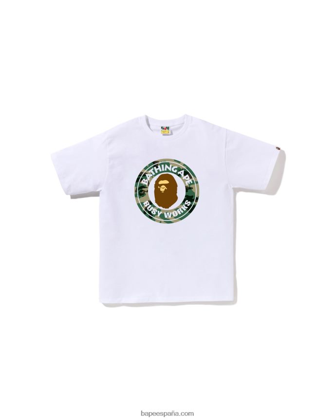 hombres A Bathing Ape camiseta universitaria de camuflaje y bosque 288PLL194 blanco