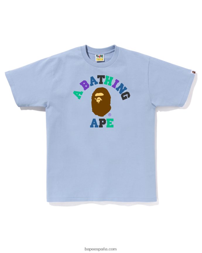 hombres A Bathing Ape camiseta universitaria de colores 288PLL16 azul claro