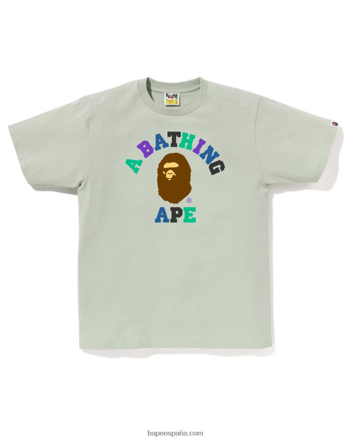 hombres A Bathing Ape camiseta universitaria de colores 288PLL17 ejercito verde