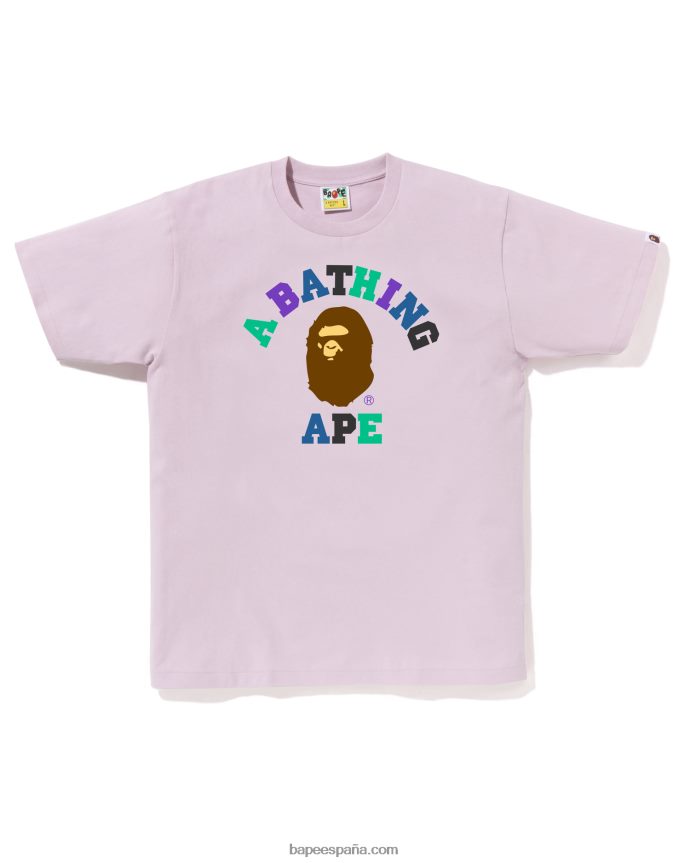 hombres A Bathing Ape camiseta universitaria de colores 288PLL18 lila pastel