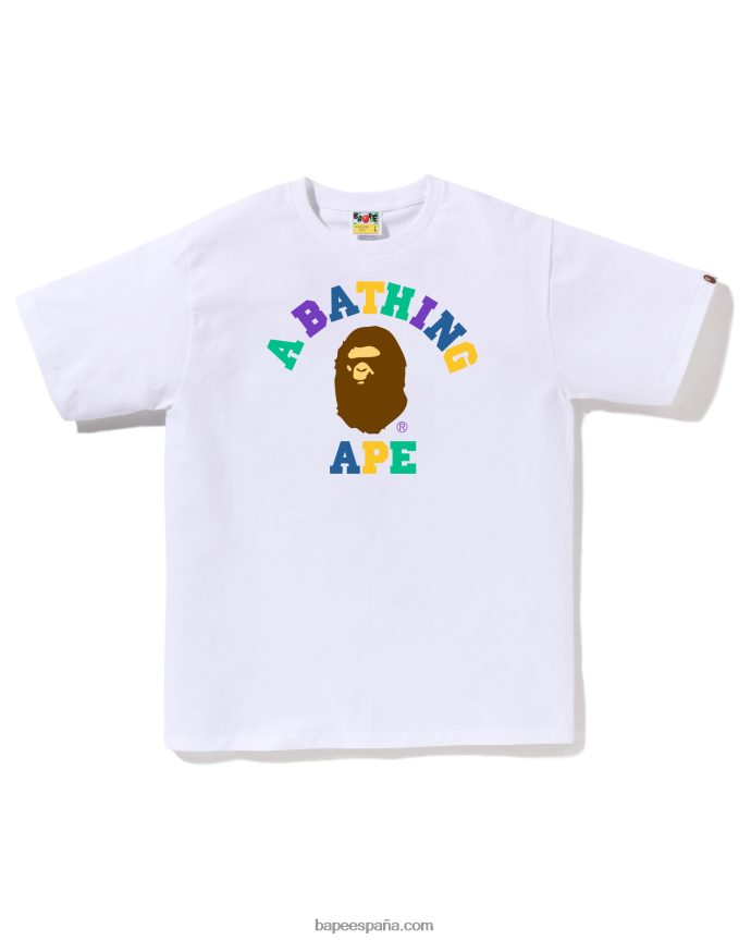 hombres A Bathing Ape camiseta universitaria de colores 288PLL19 blanco