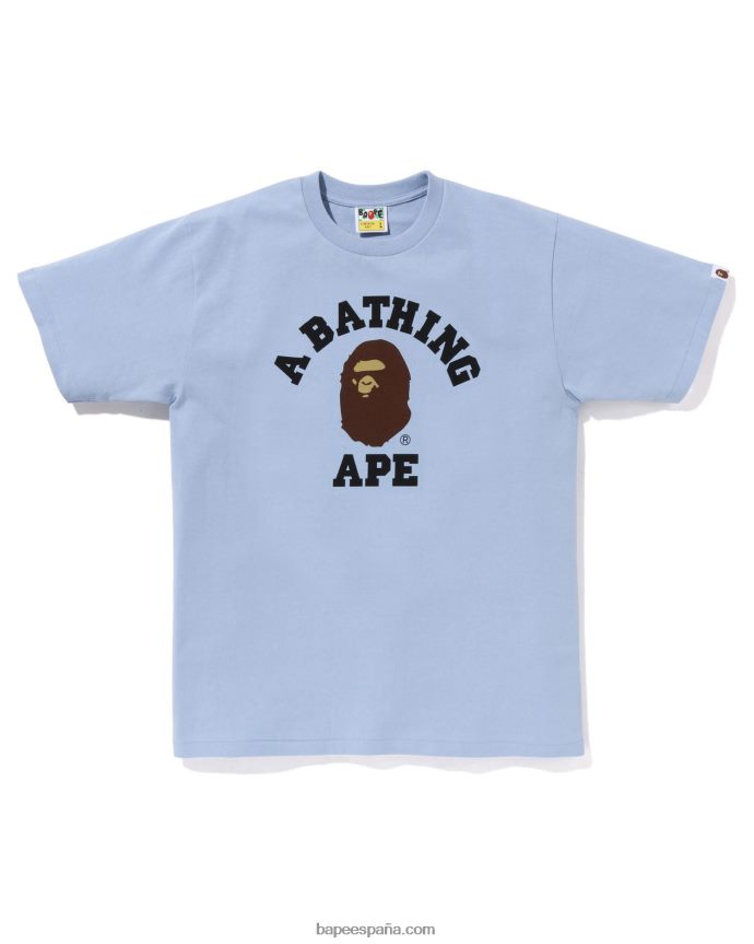 hombres A Bathing Ape camiseta universitaria de pigmento 288PLL149 cielo azul