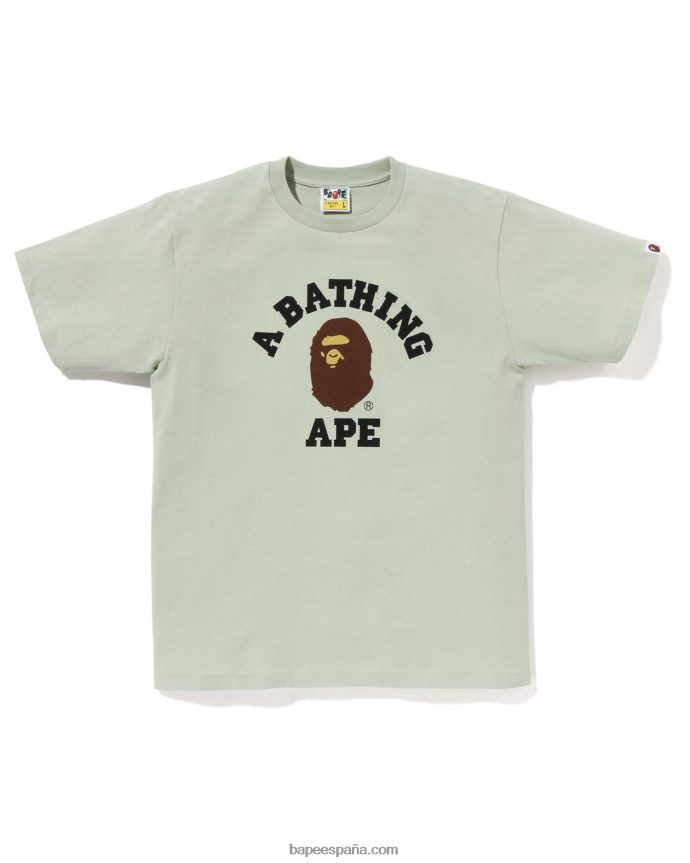 hombres A Bathing Ape camiseta universitaria de pigmento 288PLL150 verde claro