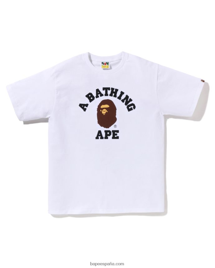hombres A Bathing Ape camiseta universitaria de pigmento 288PLL152 blanco