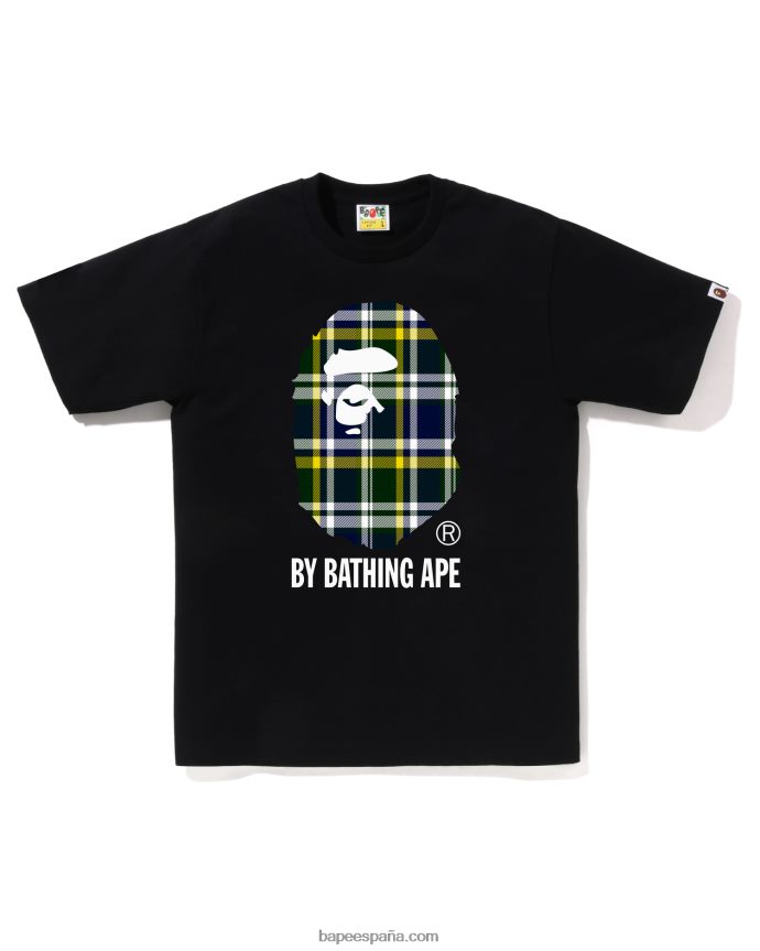 hombres A Bathing Ape comprobar camiseta 288PLL143 negro