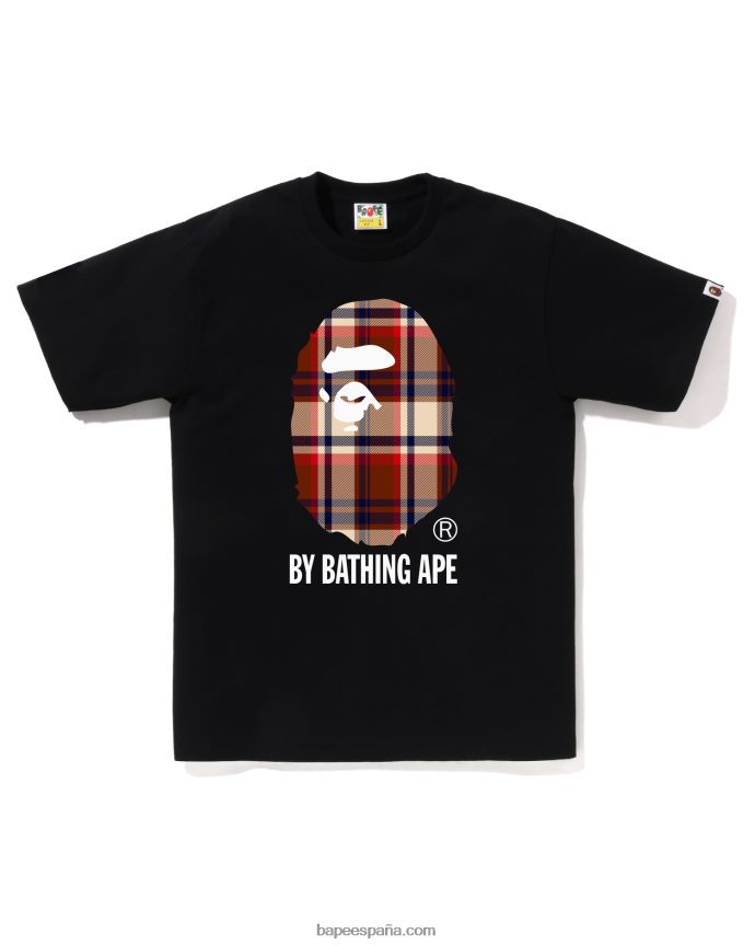 hombres A Bathing Ape comprobar camiseta 288PLL144 negro