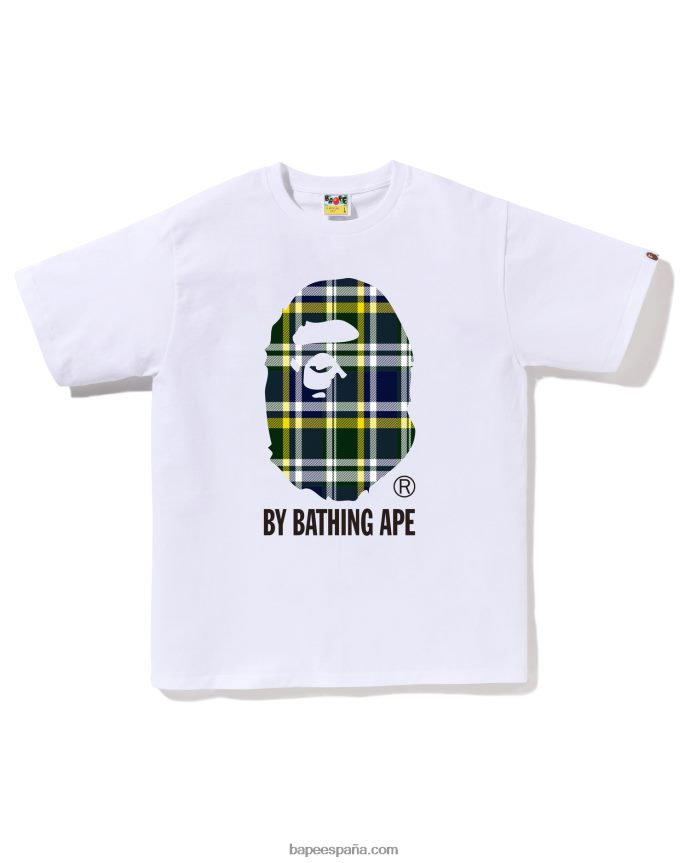 hombres A Bathing Ape comprobar camiseta 288PLL145 blanco