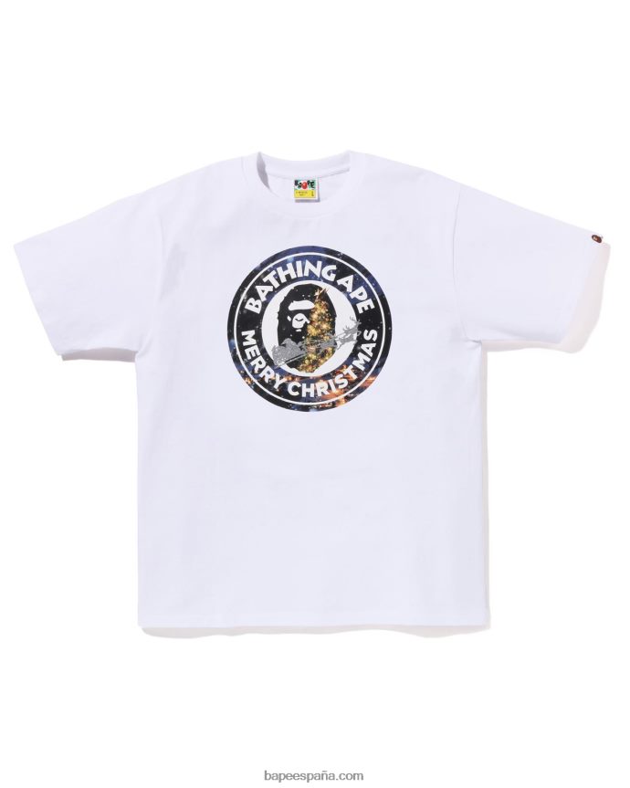 hombres A Bathing Ape navidad ocupado con camiseta de trabajo 288PLL139 blanco