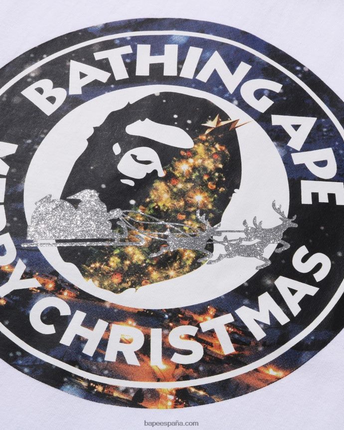 hombres A Bathing Ape navidad ocupado con camiseta de trabajo 288PLL139 blanco