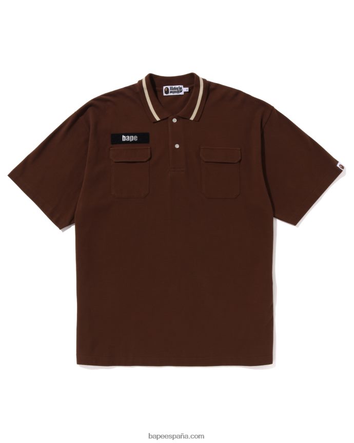 hombres A Bathing Ape polo de corte holgado 288PLL141 marrón