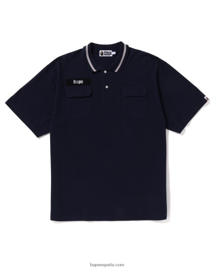 hombres A Bathing Ape polo de corte holgado 288PLL142 Azul marino