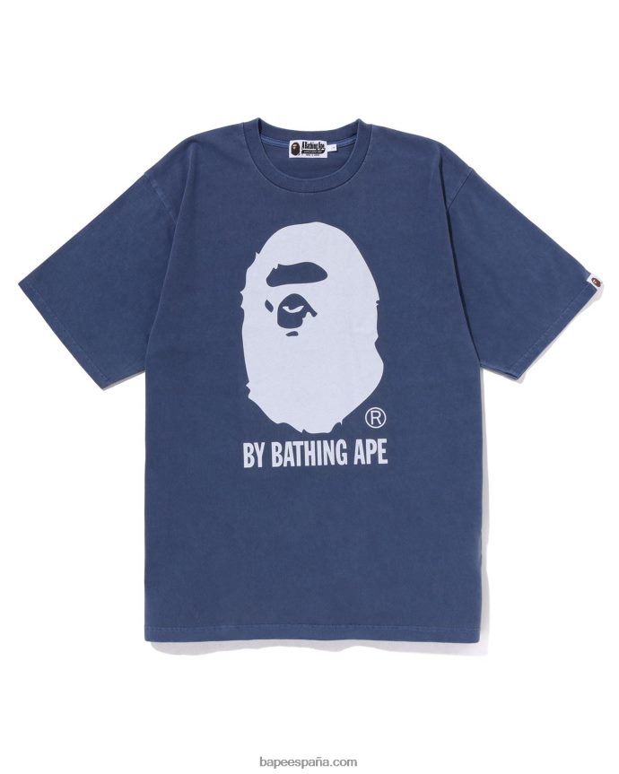 hombres A Bathing Ape sobreteñido por camiseta relajada 288PLL252 Azul marino