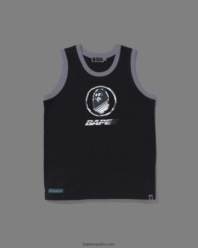 hombres A Bathing Ape camiseta sin mangas con gráfico 288PLL9 gris oscuro