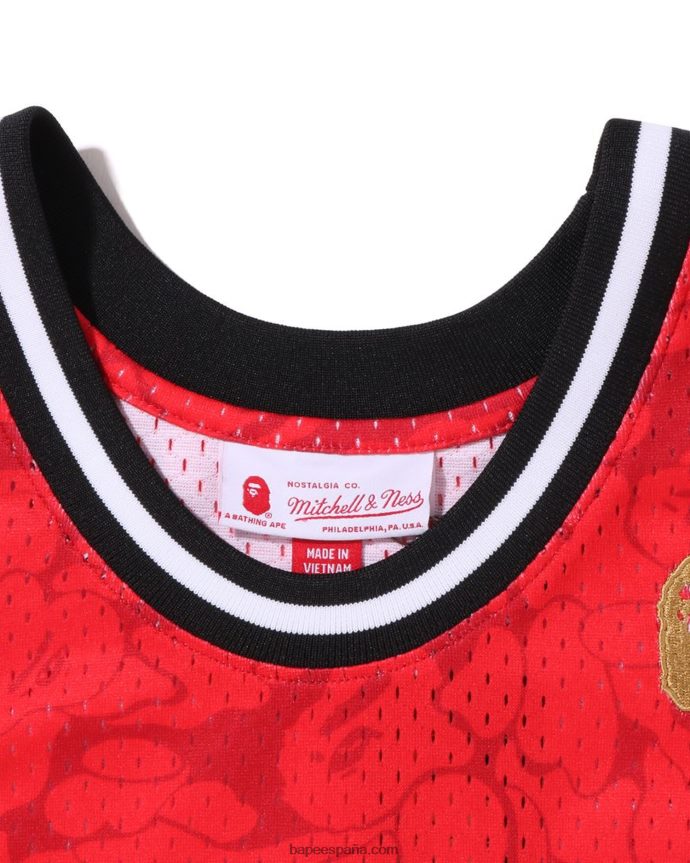 hombres A Bathing Ape camiseta sin mangas miami heat de x m&n 288PLL364 rojo brillante