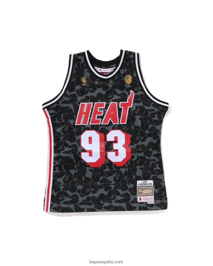 hombres A Bathing Ape camiseta sin mangas miami heat de x m&n 288PLL365 negro