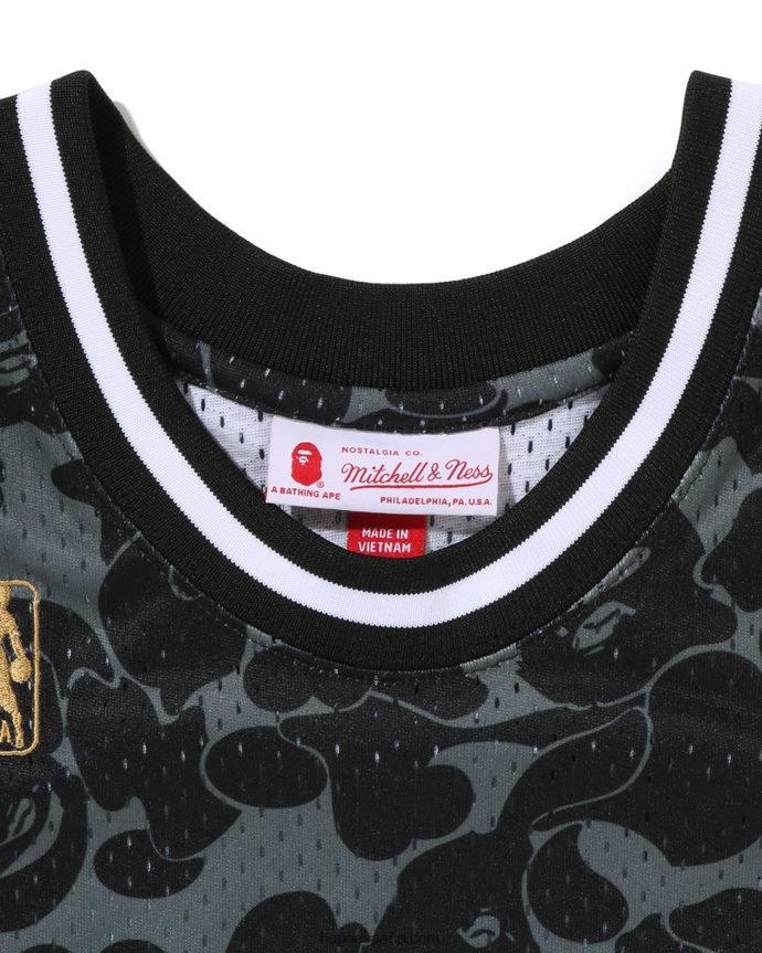 hombres A Bathing Ape camiseta sin mangas miami heat de x m&n 288PLL365 negro