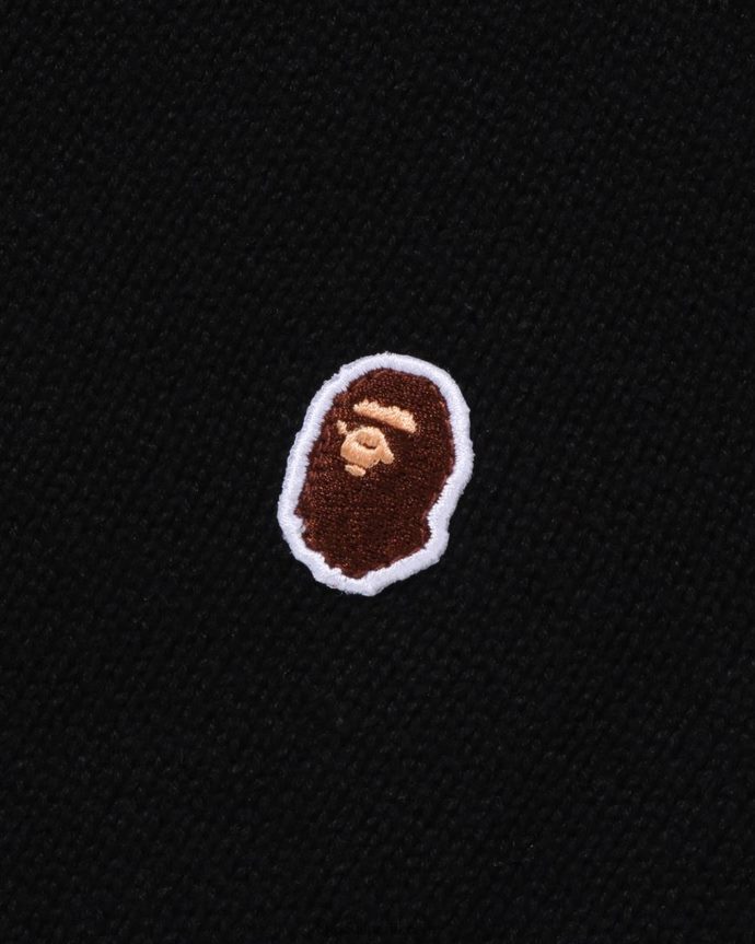 hombres A Bathing Ape chaleco de punto con cabeza de un punto 288PLL223 negro
