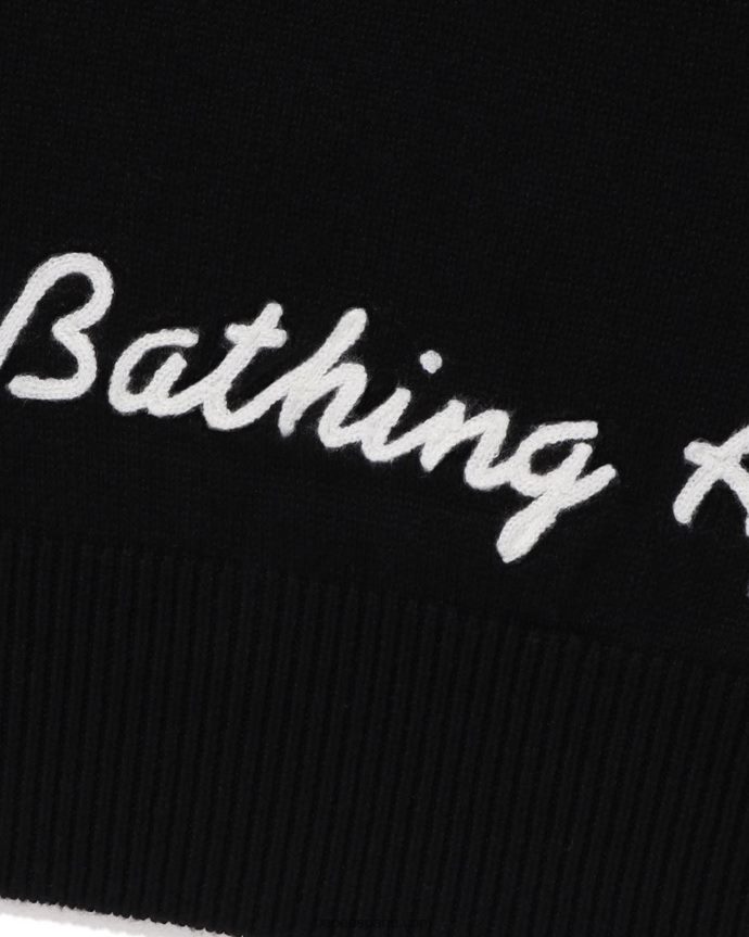 hombres A Bathing Ape chaleco de punto con cabeza de un punto 288PLL223 negro