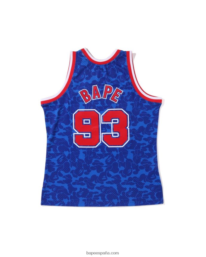 hombres A Bathing Ape x m&n camiseta sin mangas de las redes de brooklyn 288PLL363 azul