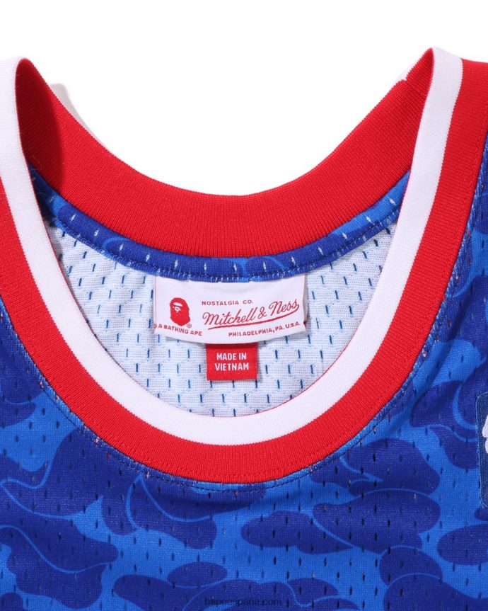 hombres A Bathing Ape x m&n camiseta sin mangas de las redes de brooklyn 288PLL363 azul