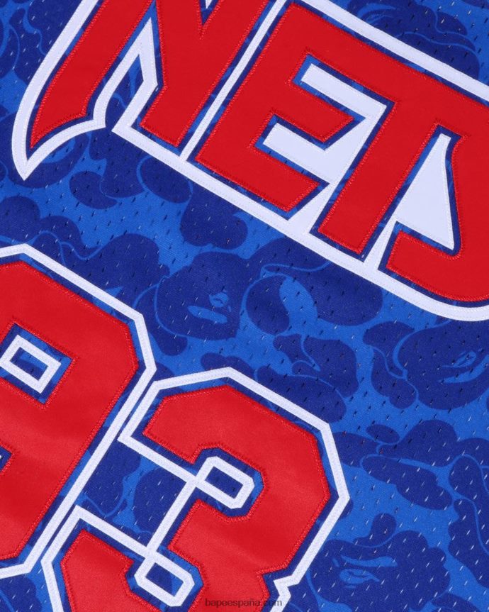 hombres A Bathing Ape x m&n camiseta sin mangas de las redes de brooklyn 288PLL363 azul