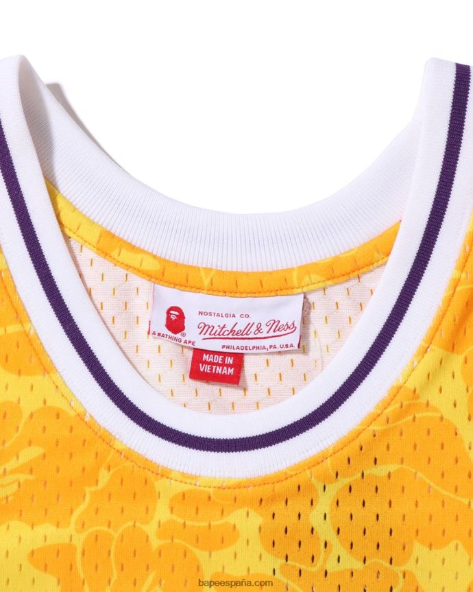 hombres A Bathing Ape x m&n camiseta sin mangas de los angeles lakers 288PLL369 amarillo