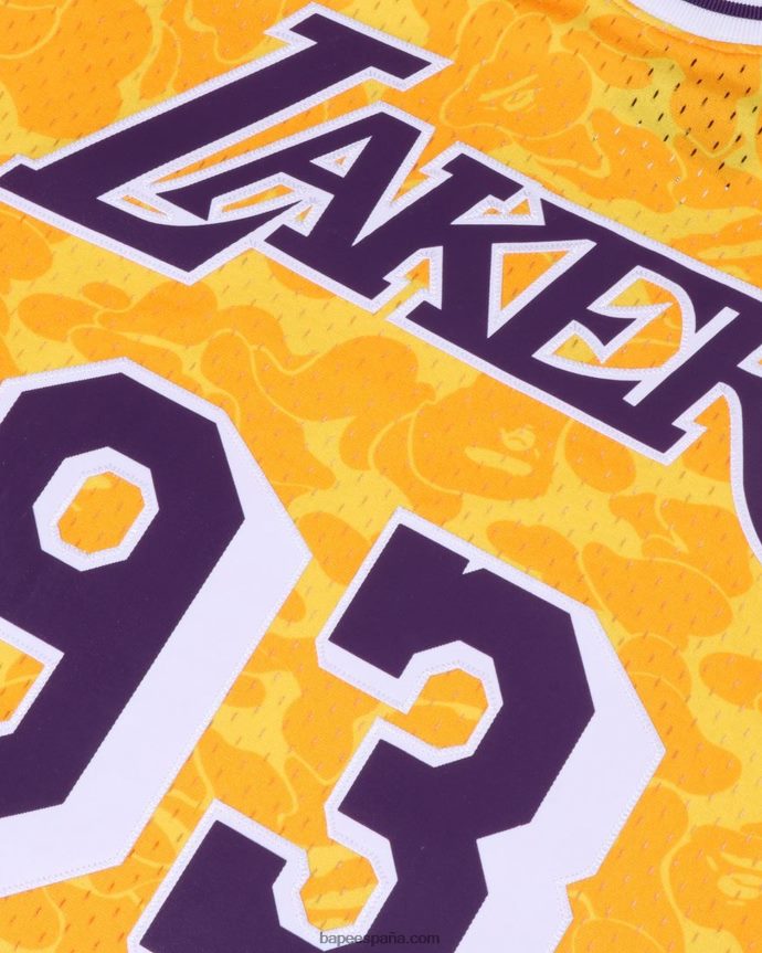 hombres A Bathing Ape x m&n camiseta sin mangas de los angeles lakers 288PLL369 amarillo