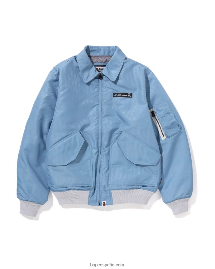 hombres A Bathing Ape chamarra bomber con diseño de panal 288PLL317 azul claro
