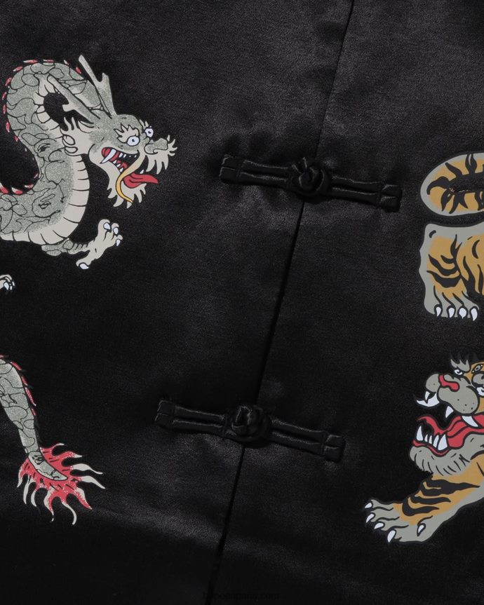 hombres A Bathing Ape chamarra china holgada con motivo japonés 288PLL113 negro