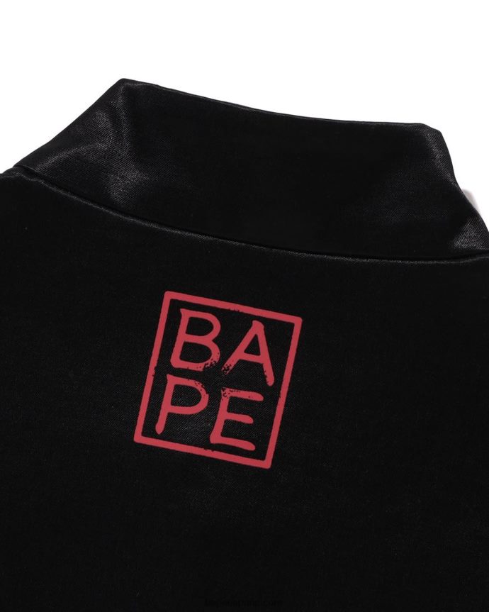 hombres A Bathing Ape chamarra china holgada con motivo japonés 288PLL113 negro