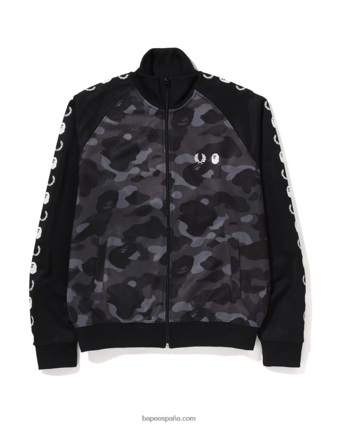 hombres A Bathing Ape chaqueta de chándal camuflada en color x fred perry 288PLL214 negro